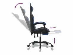 Silla gaming con reposapiés cuero sintético azul^Clicnbuy Discount
