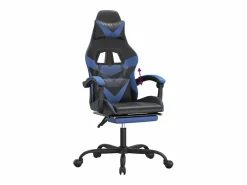 Silla gaming con reposapiés cuero sintético azul^Clicnbuy Discount