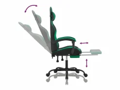 Clicnbuy Silla gaming con reposapiés cuero sintético verde Negro Clearance