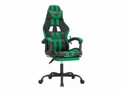 Clicnbuy Silla gaming con reposapiés cuero sintético verde Negro Clearance
