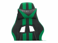 Clicnbuy Silla gaming con reposapiés cuero sintético verde Negro Clearance