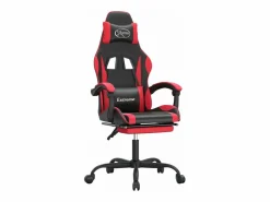 Clicnbuy Silla Gaming|Silla gaming con reposapiés cuero sintético rojo