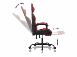 Clicnbuy Silla Gaming|Silla gaming con reposapiés cuero sintético rojo