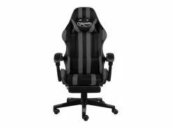 Clicnbuy Silla gaming con reposapiés cuero sintético negro y Gris Sale
