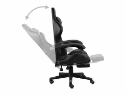 Clicnbuy Silla gaming con reposapiés cuero sintético negro y Gris Sale