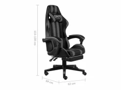 Clicnbuy Silla gaming con reposapiés cuero sintético negro y Gris Sale