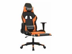 Clicnbuy Silla gaming con reposapiés cuero sintético naranja Negro Discount