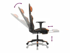 Clicnbuy Silla gaming con reposapiés cuero sintético naranja Negro Discount