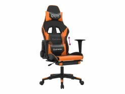 Clicnbuy Silla gaming con reposapiés cuero sintético naranja Negro Discount