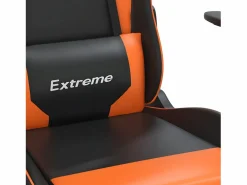 Clicnbuy Silla gaming con reposapiés cuero sintético naranja Negro Discount
