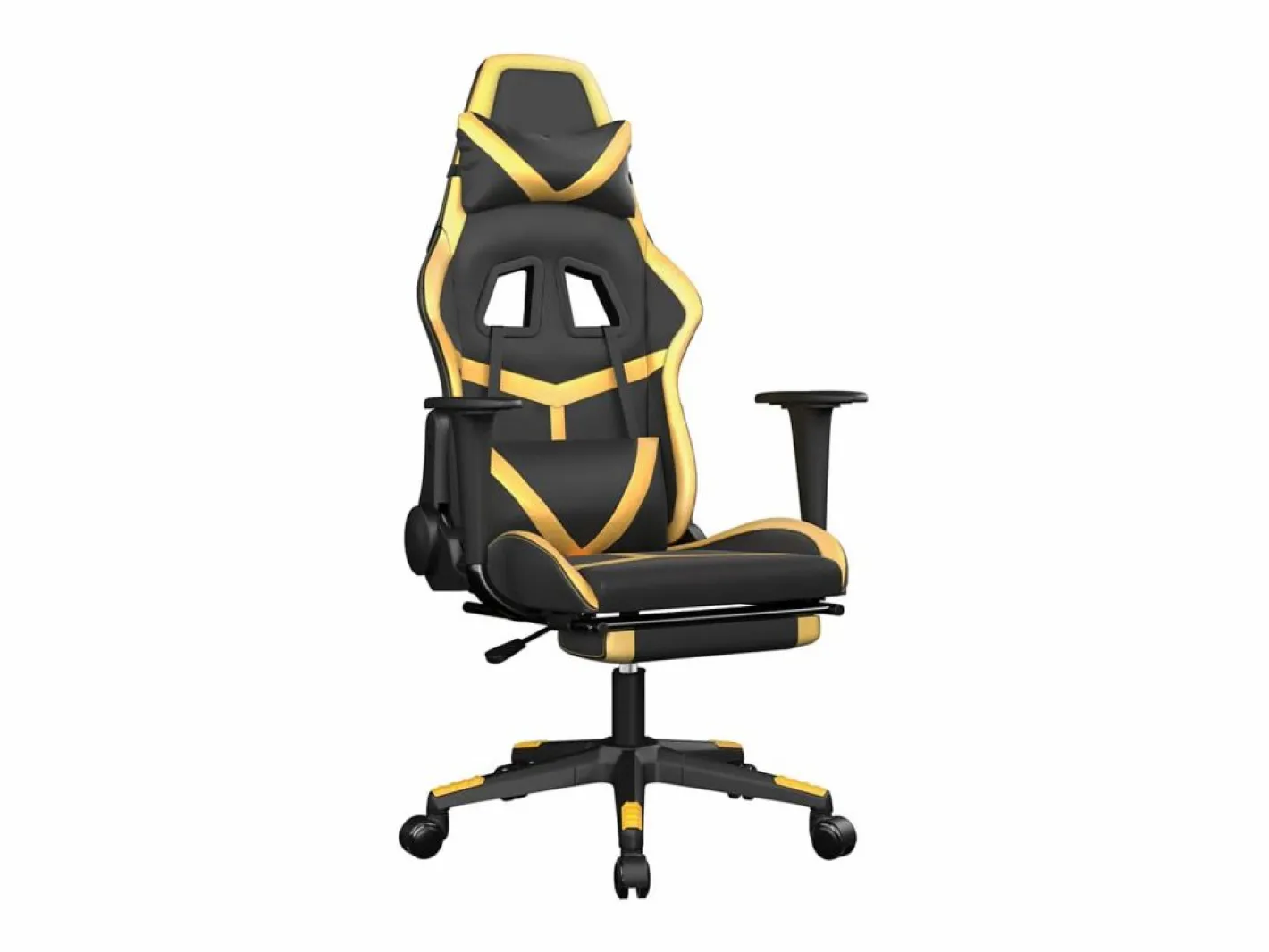 Silla gaming con reposapiés cuero sintético dorado^Clicnbuy Discount