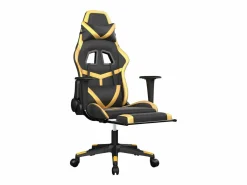 Silla gaming con reposapiés cuero sintético dorado^Clicnbuy Discount
