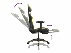 Silla gaming con reposapiés cuero sintético dorado^Clicnbuy Discount