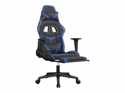 vidaxl Silla gaming con reposapiés cuero sintético negro Azul Hot