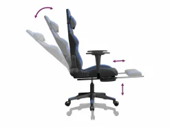 vidaxl Silla gaming con reposapiés cuero sintético negro Azul Hot
