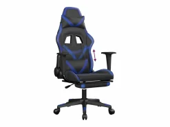 vidaxl Silla gaming con reposapiés cuero sintético negro Azul Hot