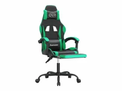 Clicnbuy Silla gaming con reposapiés cuero sintético verde Negro Online
