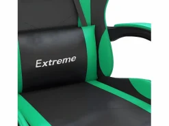 Clicnbuy Silla gaming con reposapiés cuero sintético verde Negro Online