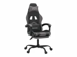 Clicnbuy Silla gaming con reposapiés cuero sintético gris Negro New