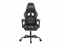 Clicnbuy Silla gaming con reposapiés cuero sintético gris Negro New