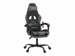 Clicnbuy Silla gaming con reposapiés cuero sintético gris Negro New