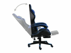 vidaxl Silla Gaming|Silla gaming con reposapiés cuero sintético negro y