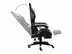 Clicnbuy Silla Gaming|Silla gaming con reposapiés cuero sintético negro y