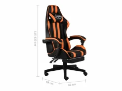 Clicnbuy Silla Gaming|Silla gaming con reposapiés cuero sintético negro y