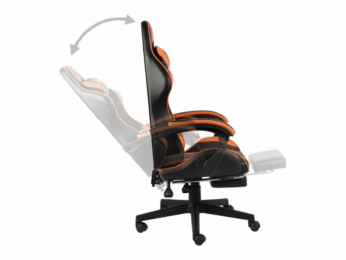 vidaxl Silla gaming con reposapiés cuero sintético negro y Naranja Outlet