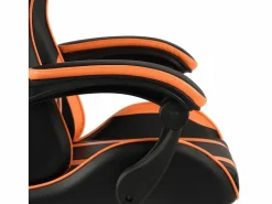 vidaxl Silla gaming con reposapiés cuero sintético negro y Naranja Outlet