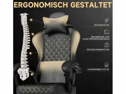 Silla gaming con reposapiés - asiento regulable en altura - silla de oficina - negra Negro Hot