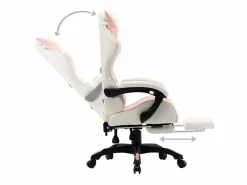 Silla gaming con reposapiés cuero sintético y blanco^vidaxl Best