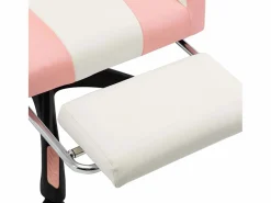 Silla gaming con reposapiés cuero sintético y blanco^vidaxl Best