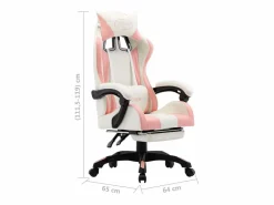 Silla gaming con reposapiés cuero sintético y blanco^vidaxl Best