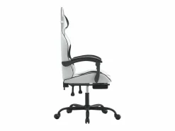 Clicnbuy Silla gaming con reposapiés cuero sintético negro Blanco Sale