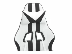 Clicnbuy Silla gaming con reposapiés cuero sintético negro Blanco Sale