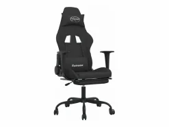 Clicnbuy Silla gaming con reposapiés tela Negro Sale