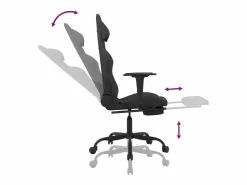 Clicnbuy Silla gaming con reposapiés tela Negro Sale