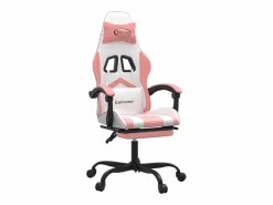 vidaxl Silla Gaming|Silla gaming con reposapiés cuero sintético blanco y