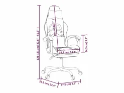 vidaxl Silla Gaming|Silla gaming con reposapiés cuero sintético blanco y