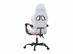 vidaxl Silla Gaming|Silla gaming con reposapiés cuero sintético blanco y
