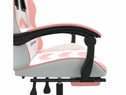 vidaxl Silla Gaming|Silla gaming con reposapiés cuero sintético blanco y