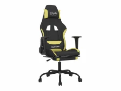 Clicnbuy Silla gaming con reposapiés tela verde claro y Negro Clearance