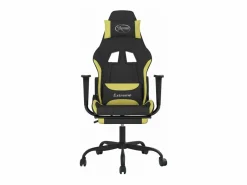 Clicnbuy Silla gaming con reposapiés tela verde claro y Negro Clearance