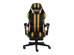 Clicnbuy Silla gaming con reposapiés cuero sintético negro y Dorado Hot