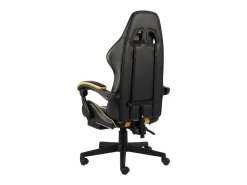 Clicnbuy Silla gaming con reposapiés cuero sintético negro y Dorado Hot