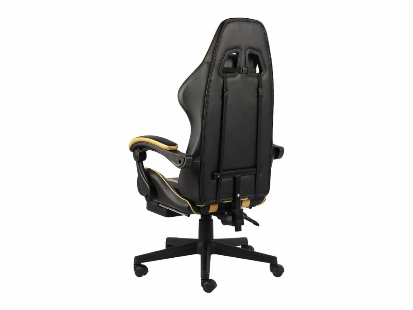 Clicnbuy Silla gaming con reposapiés cuero sintético negro y Dorado Hot