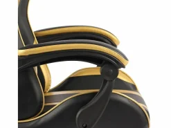 Clicnbuy Silla gaming con reposapiés cuero sintético negro y Dorado Hot