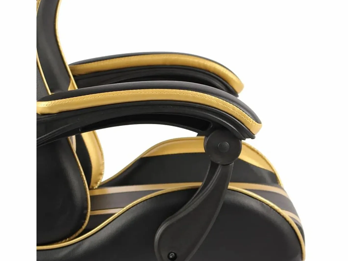Clicnbuy Silla gaming con reposapiés cuero sintético negro y Dorado Hot