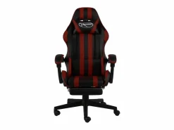 Silla gaming con reposapiés cuero sintético negro y tinto^Clicnbuy Best